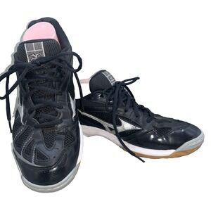 Mizuno Wave Hurricane Volleyball Shoes Black Silver Sneakers Women's US 10